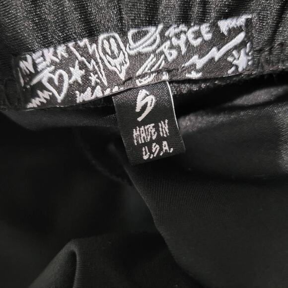 Dolls Kill Flare Pants Black Lace Up Shiny Stretch High Waist Grommet Size Small - Picture 7 of 16